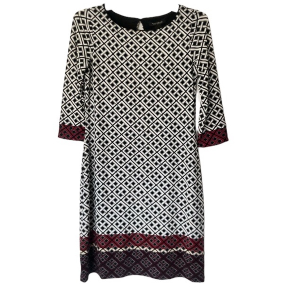 White House Black Market Black White Red Geometric Tunic Shift Dress
